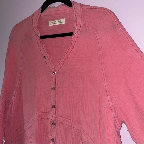 Free People We the Free Size XS Cotton Summer Daydream Button Up Top Boho Beach - Picture 3 of 10